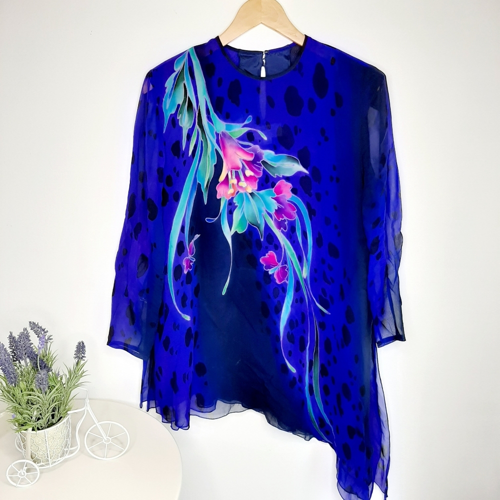Yolanda Lorente silk hand painted tunic size M L